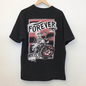 Hostility XL T Shirt Men’s Black Biker Skeleton Skull Motorcycle Two Wheels Tee